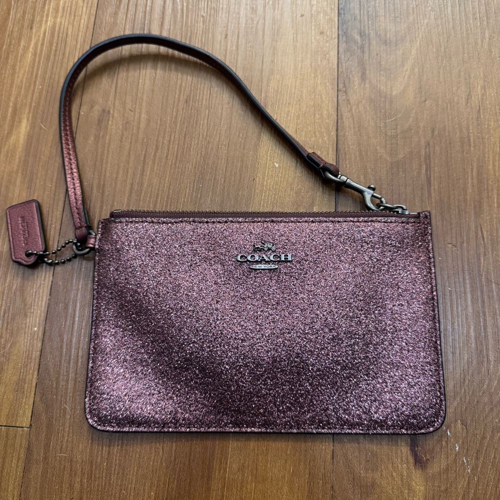 Coach Pink Glitter Clutch Wristlet